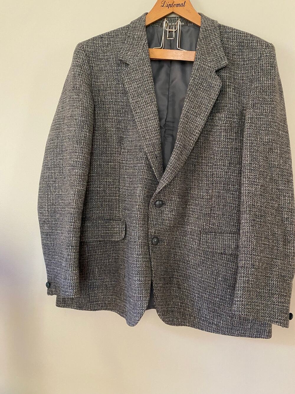 Harris Tweed Dunn & Co Blazer Jacket Sport Coat Gray Brown 46